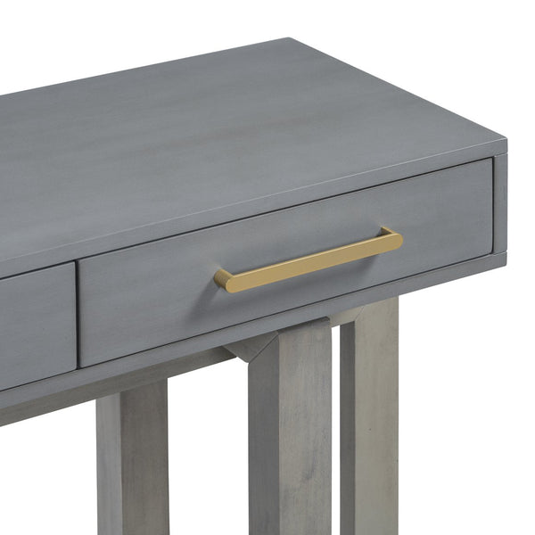 English Elm U_STYLE Elegant Console Table with Three Drawers, Long Slim Entryway Table for Hallway & Foyer Storage Antique Gray N711P175776E