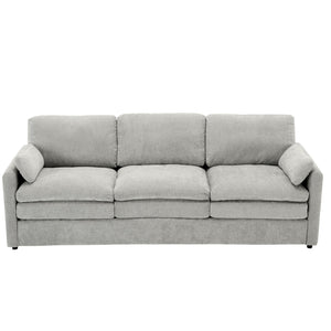 English Elm 89" Plush Chenille 3-Seater Sofa with Double-Layer Cushions, Deep Seating, Removable Lumbar Pillow, Elegant Stitching LIGHT GREY N719P251497R