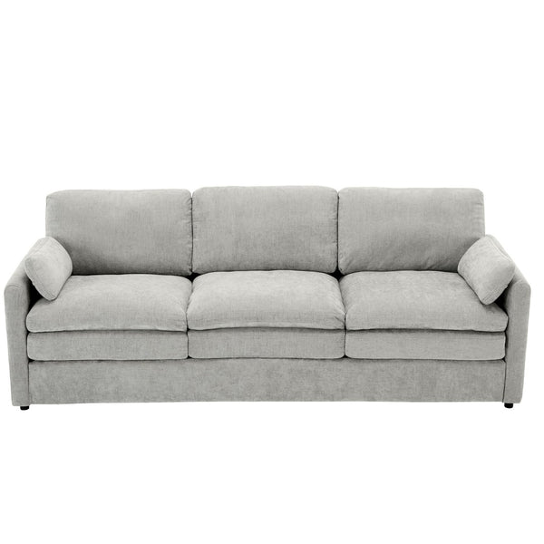 English Elm 101.2" Modular Chenille Sectional Sofa with Tufted Cushions and Deep Seating for Living Room Light Grey N719S001922R