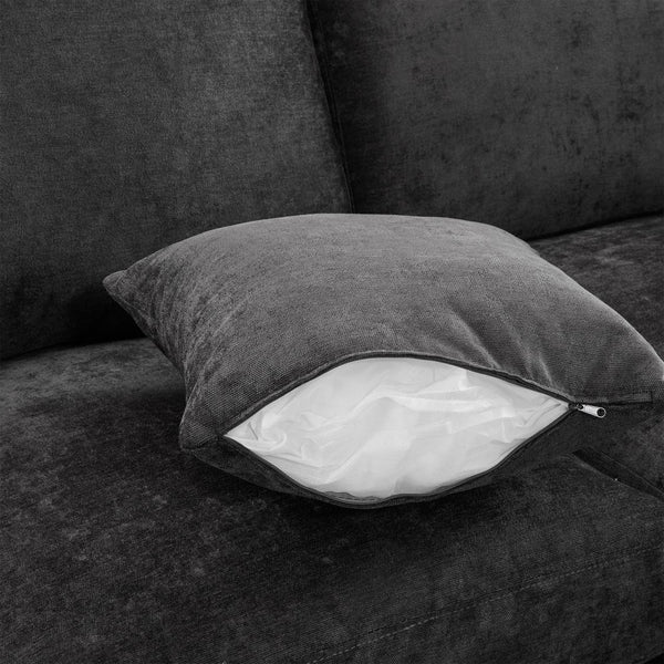 English Elm 86.6" Sectional Sofa Modular U-Shape Convertible Sofa Bed with Movable Ottoman, USB Ports & Chenille Comfort Black N719S002130B