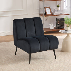 English Elm 24.4" Wide Armless Velvet Accent Chair With Black Metal Legs For Stylish Living Room & Office Use W3098P308779