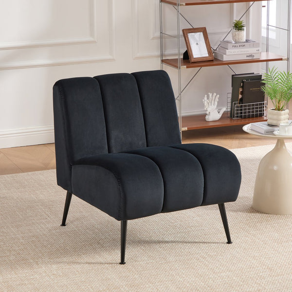 English Elm 24.4" Wide Armless Velvet Accent Chair With Black Metal Legs For Stylish Living Room & Office Use W3098P308779