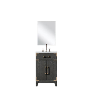 English Elm Black Oak Single Bath Vanity Set With Acrylic Top, Chrome Faucet & 18" Mirror For Small Spaces B2731S02214