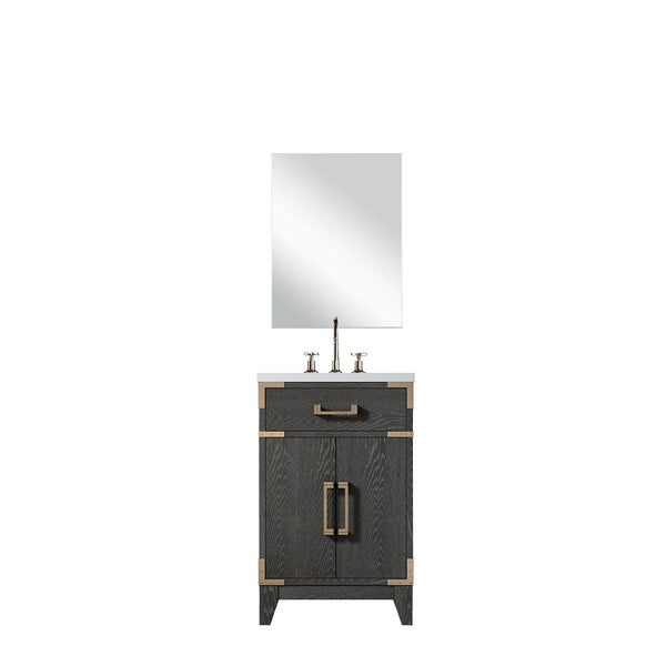 English Elm Black Oak Single Bath Vanity Set With Acrylic Top, Chrome Faucet & 18" Mirror For Small Spaces B2731S02214