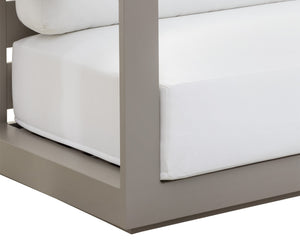 Sunpan Tavira Sofa - Modern Outdoor Comfort with UV-Resistant Fabric and Durable Powder Coated Frame Greige / Stinson White