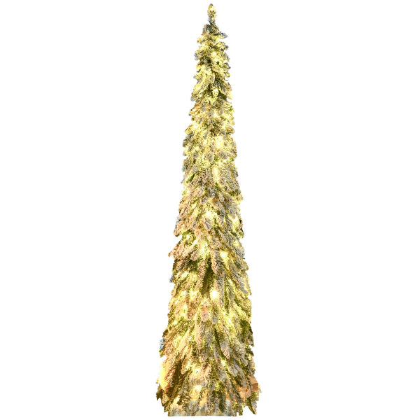 English Elm Homcom 7Ft Prelit Pencil Christmas Tree With 534 Snow Flocked Branches & 350 Led Lights For Narrow Spaces W2225P249623