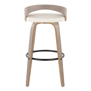 English Elm Barstool Set of 2 Swivel Faux Leather Seats Bentwood Frame for Kitchen Island B202S01910
