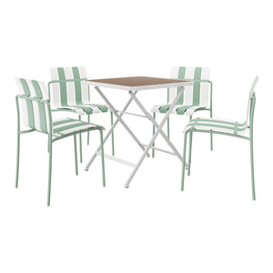 English Elm Summer 5 Piece Outdoor Dining Set Stackable Chairs Uv Resistant Pp and Metal Patio W3450S00113