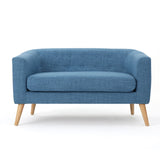 Christopher Knight Home® - Noble House - Bridie Muted Blue Fabric Mid Century Modern Loveseat