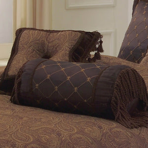 English Elm Buta 10 Pc King Comforter Set Brown Paisley & Geometric Design Polyester Fill Elegant Bedding — Luxurious warmth and timeless style for master bedrooms B340P341941