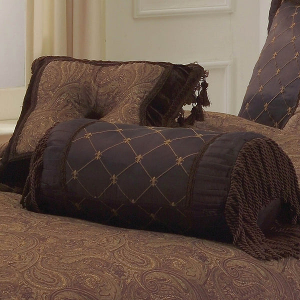 English Elm Buta 10 Pc King Comforter Set Brown Paisley & Geometric Design Polyester Fill Elegant Bedding — Luxurious warmth and timeless style for master bedrooms B340P341941