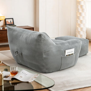 English Elm Bean Bag Chair with Armrests Shredded Foam Fill Oversized Lounge Seat for Adults Gray W5385P440000
