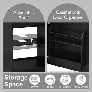English Elm Christopher Knight Home® - 20" Bathroom Vanity with Ceramic Sink and Soft-Close Door, Gold Knob, Adjustable Shelf Storage Black N759P237946B