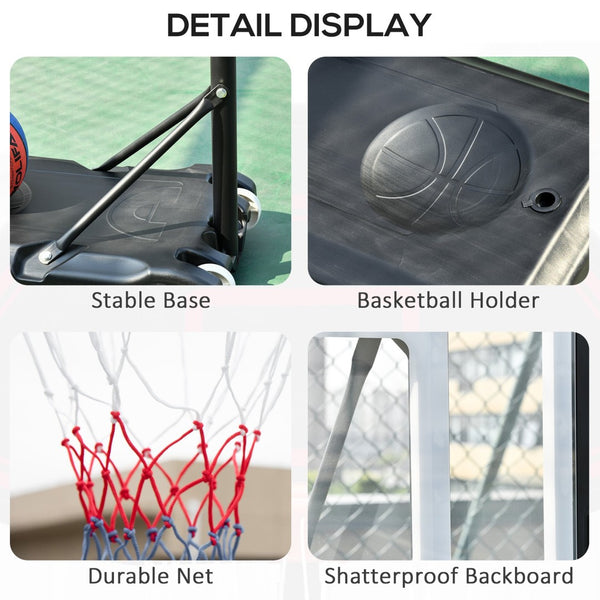 English Elm Soozier Portable Basketball Goal Steel Frame Adjustable Height Backboard with Wheels W2225P217772