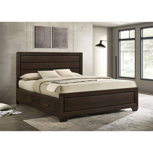English Elm Holmgren Eastern King Storage Bed with Recessed Panel Headboard in Dark Cocoa Wood B062S01811