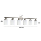 English Elm Modern 6-Light Vanity Wall Sconce, Brushed Nickel Finish With Frosted Glass Shades For Bathroom Or Hallway Lighting (No Bulbs)