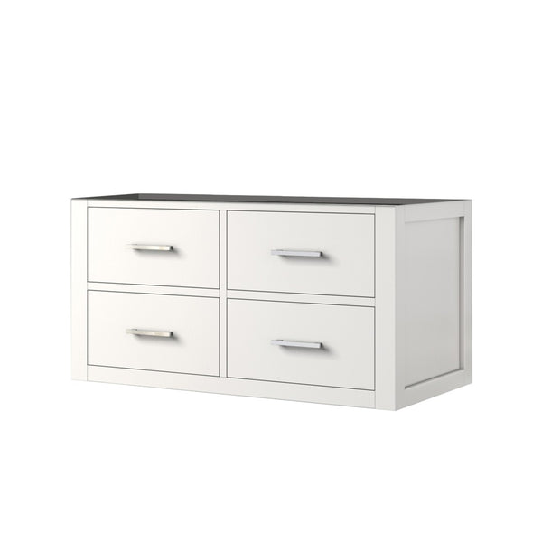 English Elm White Midcentury Single Sink Bath Vanity - Stylish 36-Inch Wall-Hung Design With Storage & Ease B2731P257984-GIGA