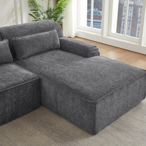 English Elm Chenille L-Shape Luxury Sectional Sofa - Oversized Comfy Sleeper Couch For Modern Living Spaces W2339S00070