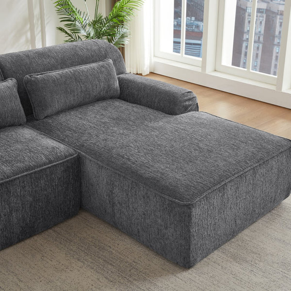 English Elm Chenille L-Shape Luxury Sectional Sofa - Oversized Comfy Sleeper Couch For Modern Living Spaces W2339S00070