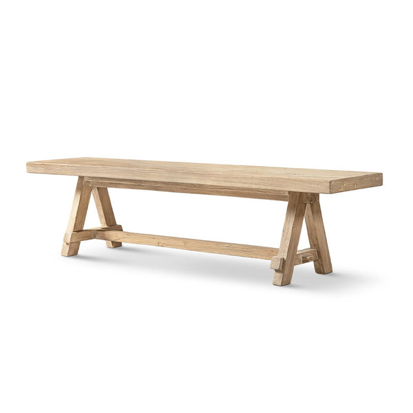 English Elm Hawthorne Reclaimed Elm Trestle Dining Bench Solid Wood Farmhouse Seat 72 Inch Natural B2719P474443