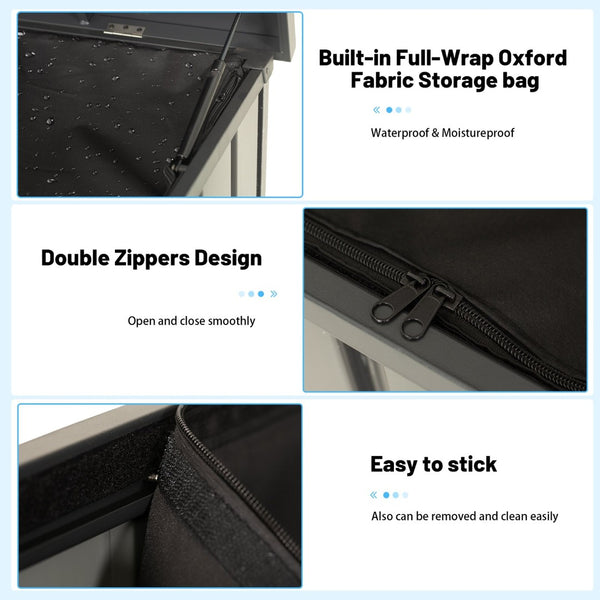 English Elm Outdoor Storage Box - 100 Gallon Waterproof Metal Deck Box With Lock, Wheels & Oxford Fabric Bag W1859P352905-GIGA