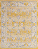 Unique Loom Whitney Bordeaux Machine Made Floral / Botanical Rug Tuscan Yellow, Blue/Ivory/Gray 7' 10" x 10' 0"