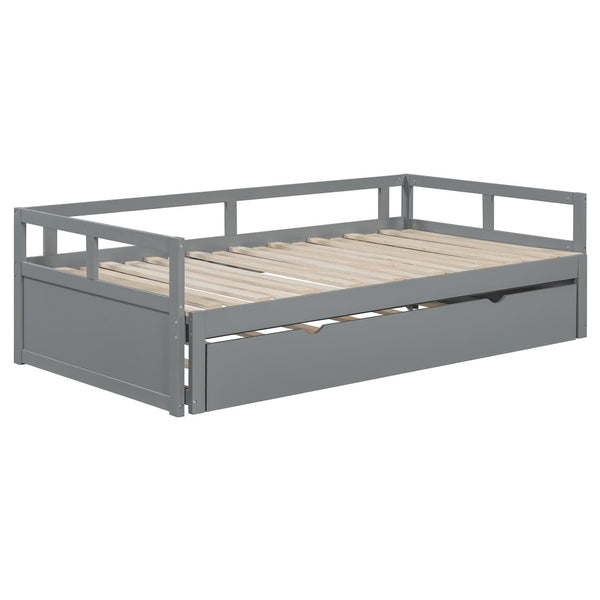 English Elm Extending Twin Daybed with Pull Out Trundle Solid Pine Wood Frame Guest Room N708P336535E
