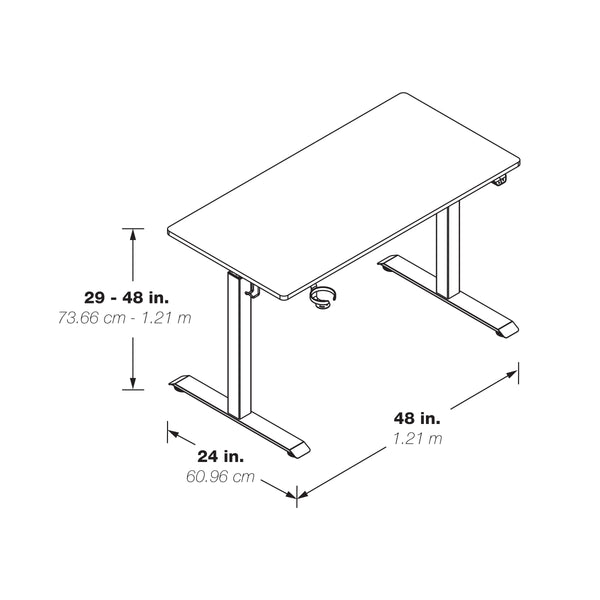 OSP Home Furnishings Primo 48" Sit-to-Stand Elec Desk White