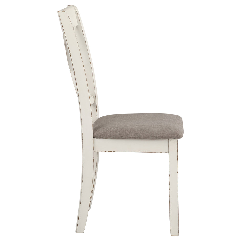 English Elm Ebers 7-Piece Chestnut & Vintage Vanilla Dining Set with Upholstered Chairs, Rustic Two-Tone Charm B062P345389