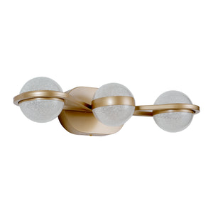 English Elm Bathroom Vanity Light, Elegant 3-Bulb Led Fixture With Crystal Sand Shades In Champagne Gold Finish W2312P374866