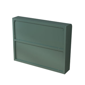 English Elm 3 Door Arched Wall Mounted Glass Cabinet with Wide Top Narrow Bottom Design for Stylish Storage and Display Dark Green W757P221504