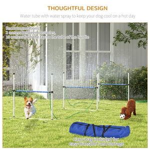 English Elm Pawhut 3-Piece Dog Agility Training Set - Adjustable Hurdles, Water Spray, Carry Bag For Fun Outdoors! W2225P217628-GIGA