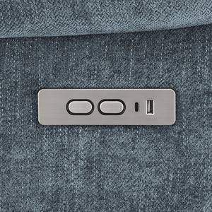 English Elm Beca Slate Blue Upholstered Power Lift Recliner with USB, Cupholders, Plush Channeling & Pillow Arms — Cozy Movie Night Comfort B062P378402