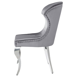 English Elm Daphne Velvet Wingback Dining Chairs with Nailhead Trim and Cabriole Legs Set of 2 B062S01463