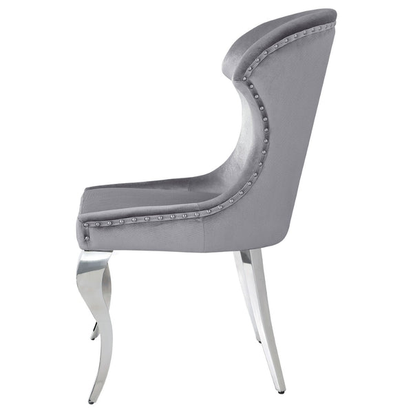 English Elm Daphne Velvet Wingback Dining Chairs with Nailhead Trim and Cabriole Legs Set of 2 B062S01463