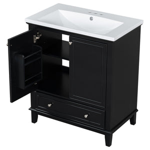 English Elm 30" Bathroom Vanity With Sink Combo - Modern Black Cabinet, Spacious Storage & Durable Design SY999606AAB-6