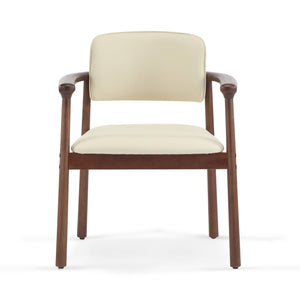 English Elm Christopher Knight Home® - 2 Elegant Dining Chairs Set with Rubber Wood Frame, 300lb Capacity, Beige PU Cushions, Versatile Home Seating N779P298396D