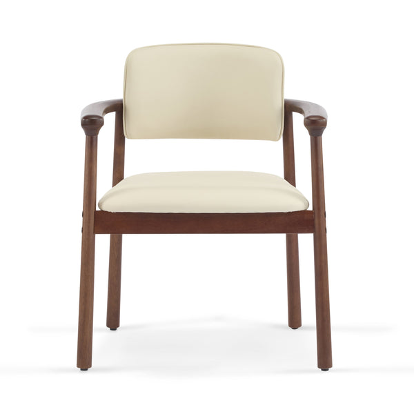 English Elm Christopher Knight Home® - 2 Elegant Dining Chairs Set with Rubber Wood Frame, 300lb Capacity, Beige PU Cushions, Versatile Home Seating N779P298396D