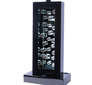 English Elm Modern Glass Bubble Column Table Lamp with Rectangular Shade, Ambient LED Glow and USB Port Black 21.85 L x 10.24 W x 17.52 H B2741P290783