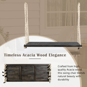 English Elm TOPMAX Acacia Wood Patio Swing Chair with Cushion & Pillows, 63" Comfortable Seat, 400lb Capacity Brown N717P210136D