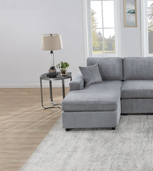 English Elm Stunning Corduroy 2pc Sectional Sofa with Dual Chaises, Square Arms, Plush Pillows, Modern Luxe Fog 69 L x 35 W x 18 H B011S01238