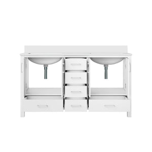 English Elm White Double Bath Vanity With Cultured Marble Top - Elegant Design & Ample Storage, 60" W X 22" D B2731P259073-GIGA