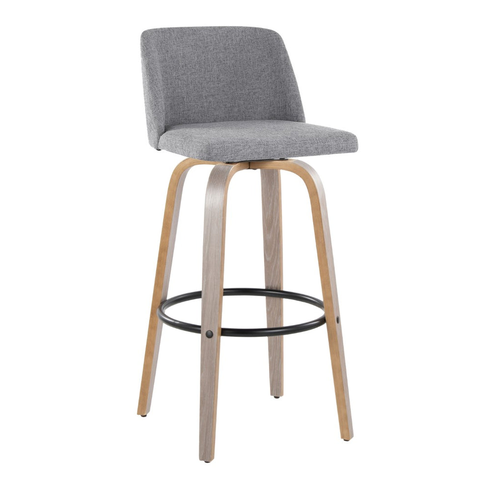 English Elm Toriano 30" Fixed-Height Barstools With Swivel, Grey Fabric & Light Wood, Set Of 2 For Modern Spaces B202S00659-GIGA
