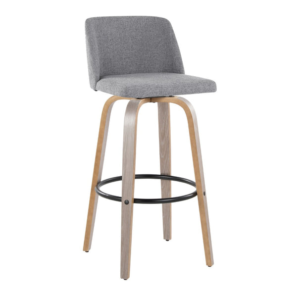 English Elm Toriano 30" Fixed-Height Barstools With Swivel, Grey Fabric & Light Wood, Set Of 2 For Modern Spaces B202S00659-GIGA