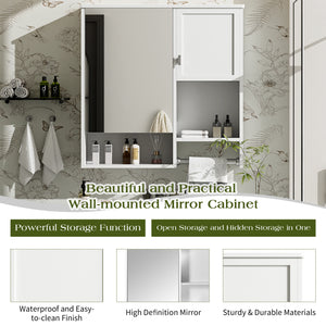 English Elm 29'' Modern Wall Mounted Medicine Cabinet with Mirror, Spacious Adjustable Shelves, Towel Bar and Durable MDF Finish White N710P209440K