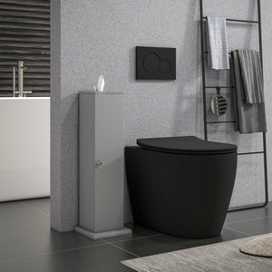 English Elm HOMCOM Modern Corner Toilet Paper Tower Cabinet with Hidden Screw Design and Magnetic Door Lock Gray W2225P217010