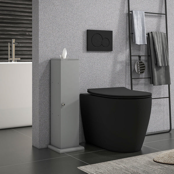 English Elm HOMCOM Modern Corner Toilet Paper Tower Cabinet with Hidden Screw Design and Magnetic Door Lock Gray W2225P217010