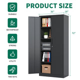 English Elm 72"H Metal Garage Storage Cabinet, Black Tool Steel Locking Cabinet With Doors and 4 Shelves, Tall Cabinets For Garage Storage Systems Lockable File Cabinet For Home Office, Classroom/Pantry