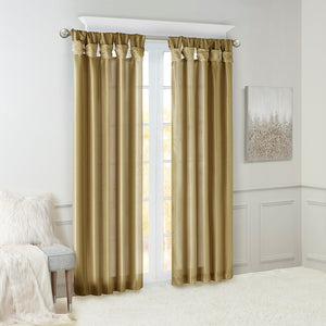 English Elm Twist Emilia Lined Faux Silk Window Curtain Panel 50x108 with Twist Tab Top, Privacy Lining, Sheen Bronze 3 L x 10.04 W x 9.06 H B03598092