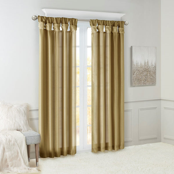 English Elm Twist Emilia Lined Faux Silk Window Curtain Panel 50x108 with Twist Tab Top, Privacy Lining, Sheen Bronze 3 L x 10.04 W x 9.06 H B03598092
